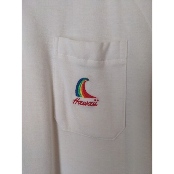 Vintage 1980's Hawaii Rainbow Warriors White Polo Shirt Thin Soft Men's Large - Picture 3 of 9